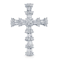 14 Karat Baguette and Round Diamond Cross - DAKO Jewelry Designs