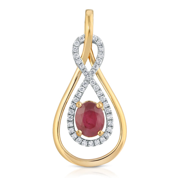 14 Karat Two Tone Diamond Ruby Pendant - DAKO Jewelry Designs