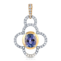 14 Karat Two Tone Diamond Tanzanite Pendant - DAKO Jewelry Designs