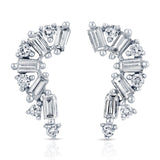 14 Karat White Gold Baguette & Round Diamond Earrings - DAKO Jewelry Designs