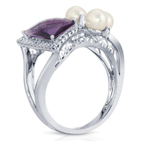 14 Karat Gold Diamond, Pearl, and Gemstone Ring - DAKO Jewelry Designs