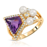 14 Karat Gold Diamond, Pearl, and Gemstone Ring - DAKO Jewelry Designs