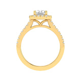 14 Karat Gold Emerald Cut Diamond Halo Engagement Ring - DAKO Jewelry Designs