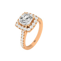 14 Karat Gold Cushion Cut Diamond Halo Engagement Ring - DAKO Jewelry Designs