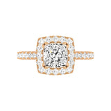 14 Karat Gold Cushion Cut Diamond Halo Engagement Ring - DAKO Jewelry Designs