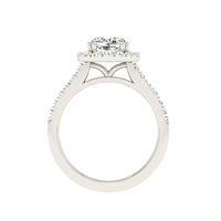 14 Karat Gold Cushion Cut Diamond Halo Engagement Ring - DAKO Jewelry Designs