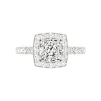 14 Karat Gold Cushion Cut Diamond Halo Engagement Ring - DAKO Jewelry Designs