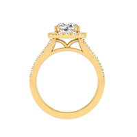 14 Karat Gold Cushion Cut Diamond Halo Engagement Ring - DAKO Jewelry Designs