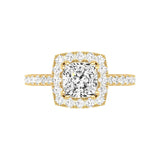 14 Karat Gold Cushion Cut Diamond Halo Engagement Ring - DAKO Jewelry Designs