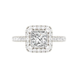 14 Karat Gold Princess Cut Diamond Halo Engagement Ring - DAKO Jewelry Designs