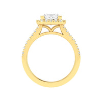 14 Karat Gold Princess Cut Diamond Halo Engagement Ring - DAKO Jewelry Designs