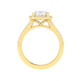 14 Karat Gold Princess Cut Diamond Halo Engagement Ring - DAKO Jewelry Designs