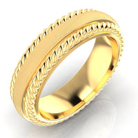 Convex Roped Men's Wedding Ring - DAKO Jewelry Designs