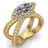 Marquise with Halo Lasso Engagement Ring - DAKO Jewelry Designs