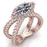 Marquise with Halo Lasso Engagement Ring - DAKO Jewelry Designs