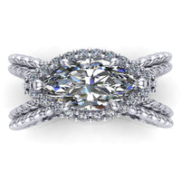 Marquise with Halo Lasso Engagement Ring - DAKO Jewelry Designs