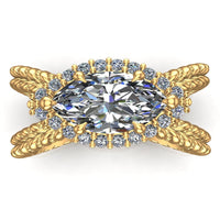 Marquise with Halo Lasso Engagement Ring - DAKO Jewelry Designs