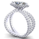 Marquise with Halo Lasso Engagement Ring - DAKO Jewelry Designs