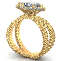 Marquise with Halo Lasso Engagement Ring - DAKO Jewelry Designs