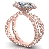 Marquise with Halo Lasso Engagement Ring - DAKO Jewelry Designs